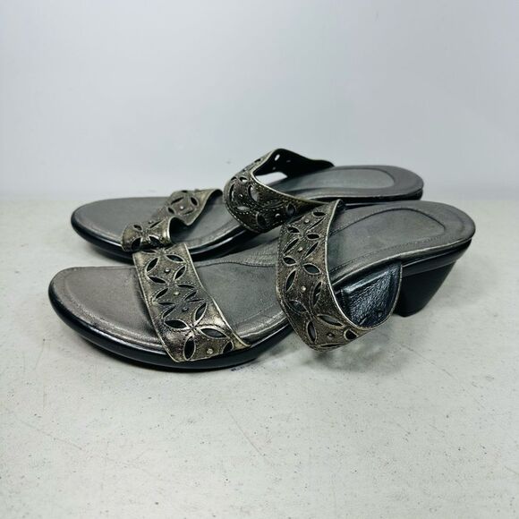 NAOT Strappy Slip On Wedge Sandals Womens Metallic Wedge Heel Cushioned Sz 39-8 - Picture 4 of 8